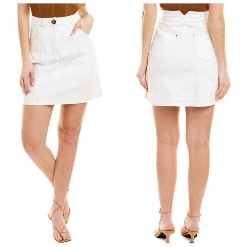 Sabina Musayev McKenna Mini Skirt High Rise Denim White Women’s Size S